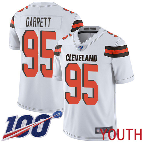 Cleveland Browns Myles Garrett Youth White Limited Jersey 95 NFL Football Road 100th Season Vapor Untouchable